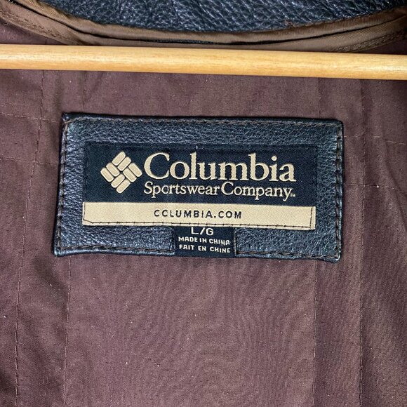 Vintage Columbia Leather Jacket Men's Large Heavyweight Button Front - Picture 9 of 16
